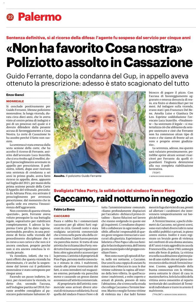 Giornale di Sicilia, 1 ottobre 2022